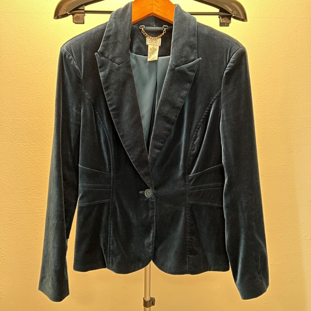 Cache Soft Velvet Teal Blazer - Size 0 - image 1
